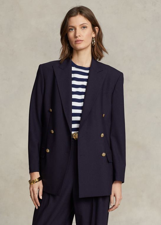 flåde Kvinder Ralph Lauren dobbeltradet blazer i uldblanding Z426B9175