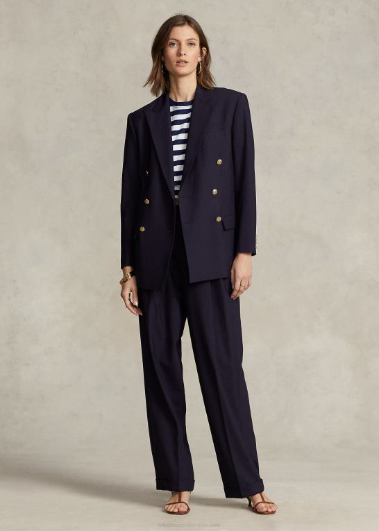 flåde Kvinder Ralph Lauren dobbeltradet blazer i uldblanding Z426B9175