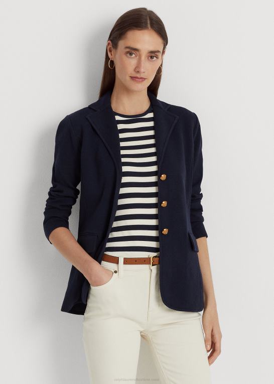 flåde Kvinder Ralph Lauren kæmmet bomulds blazer Z426B4275