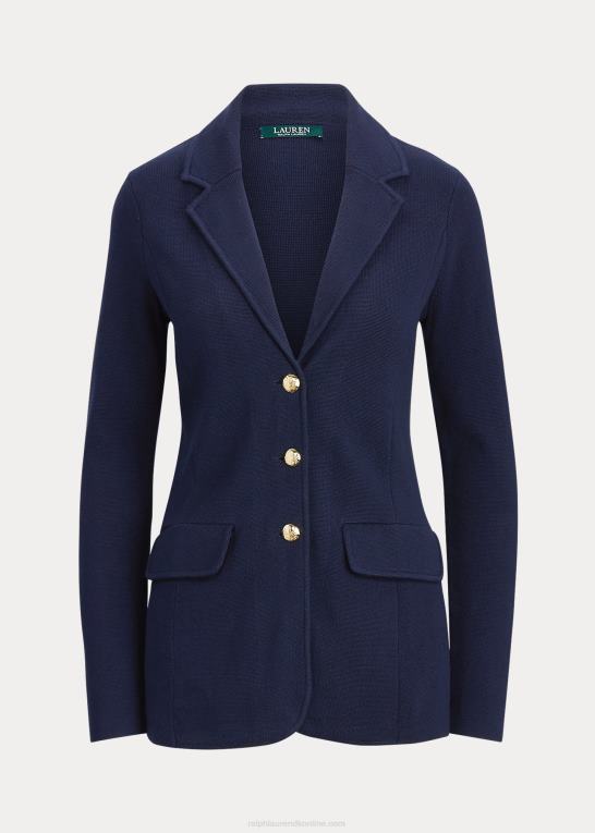 flåde Kvinder Ralph Lauren kæmmet bomulds blazer Z426B4275