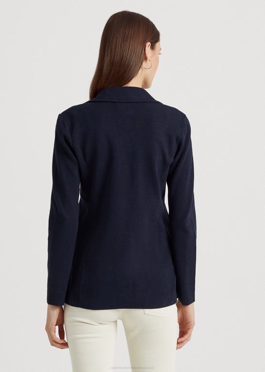 flåde Kvinder Ralph Lauren kæmmet bomulds blazer Z426B4275