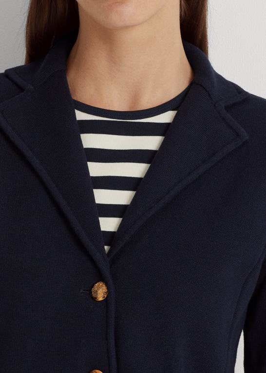 flåde Kvinder Ralph Lauren kæmmet bomulds blazer Z426B4275