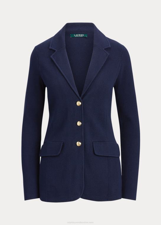 flåde Kvinder Ralph Lauren kæmmet bomulds blazer Z426B4490