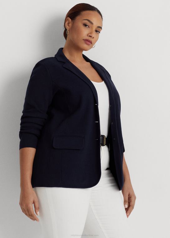 flåde Kvinder Ralph Lauren kæmmet bomulds blazer Z426B4738