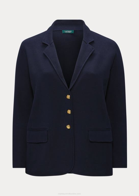 flåde Kvinder Ralph Lauren kæmmet bomulds blazer Z426B4738