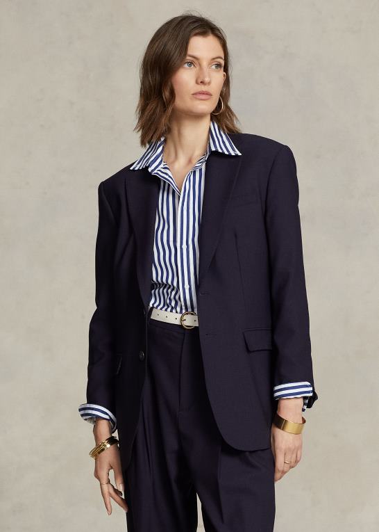 flåde Kvinder Ralph Lauren stræk blazer i uldblanding Z426B9170