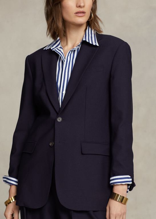 flåde Kvinder Ralph Lauren stræk blazer i uldblanding Z426B9170