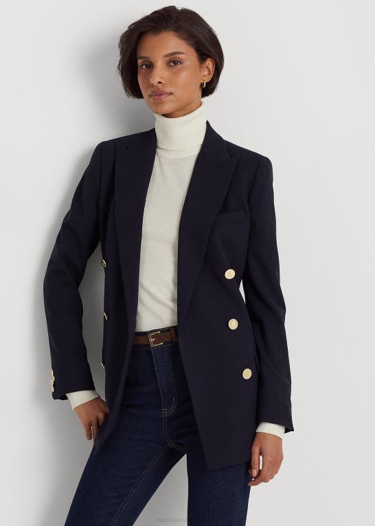 flåde Kvinder Ralph Lauren uld crepe blazer Z426B4178