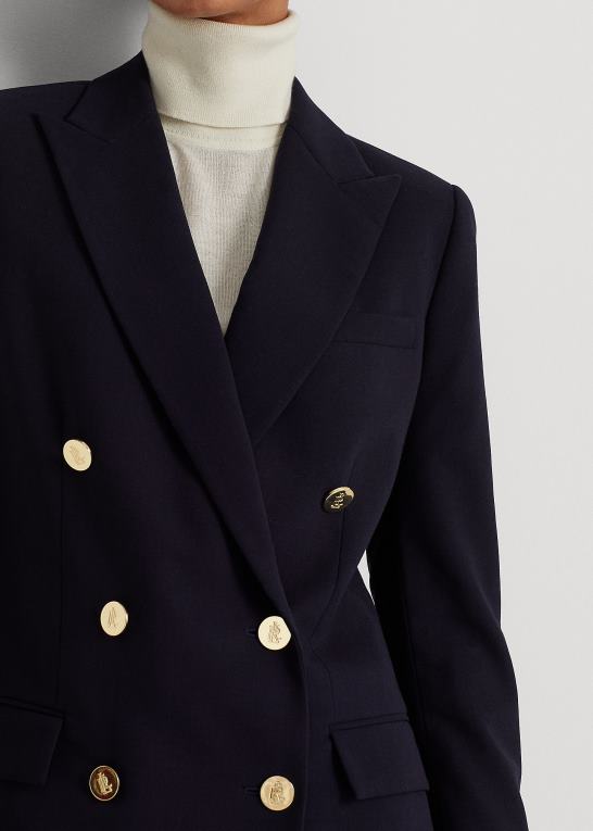 flåde Kvinder Ralph Lauren uld crepe blazer Z426B4477