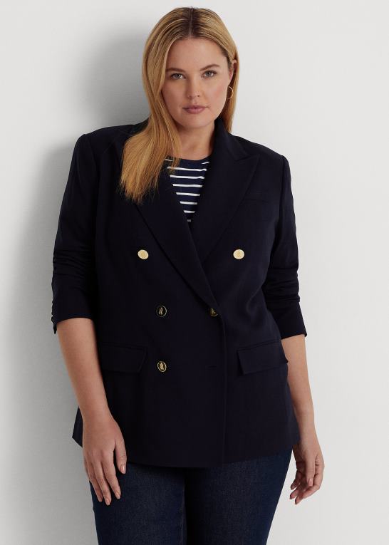 flåde Kvinder Ralph Lauren uld crepe blazer Z426B4718