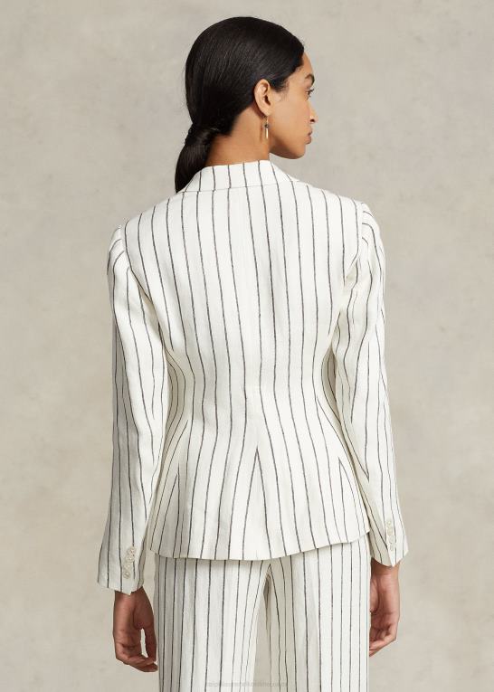 fløde/muskatnød stribe Kvinder Ralph Lauren stribet hør jacquard blazer Z426B3183