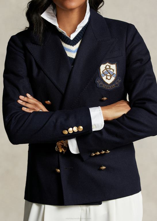 flyverflåde Kvinder Ralph Lauren spelman kollektion crest blazer Z426B3319