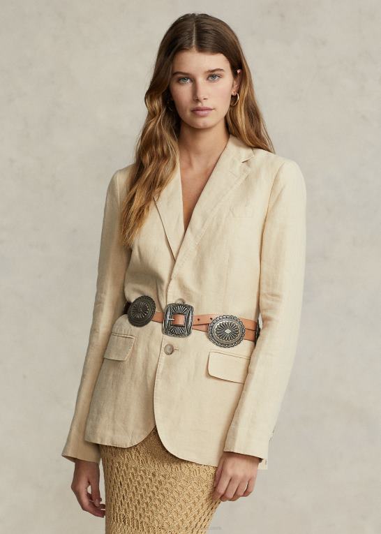 grundlæggende sand Kvinder Ralph Lauren hør blazer Z426B2957