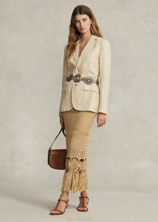 grundlæggende sand Kvinder Ralph Lauren hør blazer Z426B2957