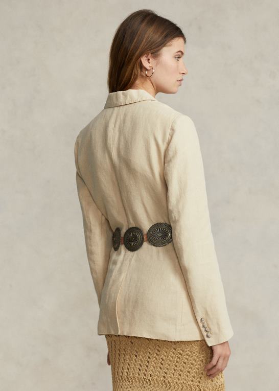 grundlæggende sand Kvinder Ralph Lauren hør blazer Z426B2957