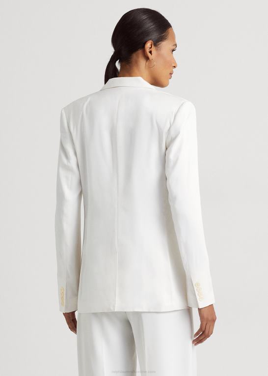 hvid Kvinder Ralph Lauren twill blazer i hørblanding Z426B3850