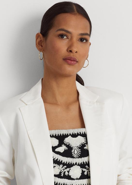 hvid Kvinder Ralph Lauren twill blazer i hørblanding Z426B3850