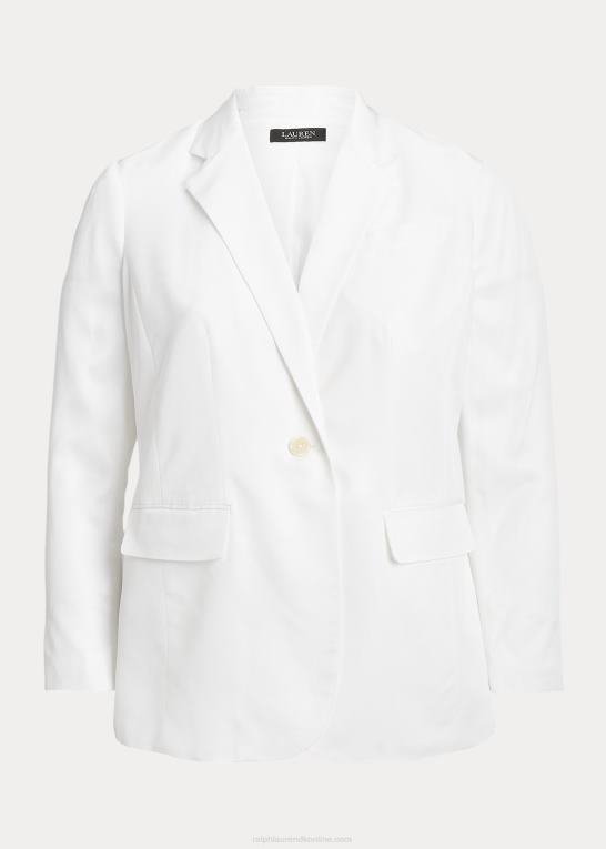 hvid Kvinder Ralph Lauren twill blazer i hørblanding Z426B4545
