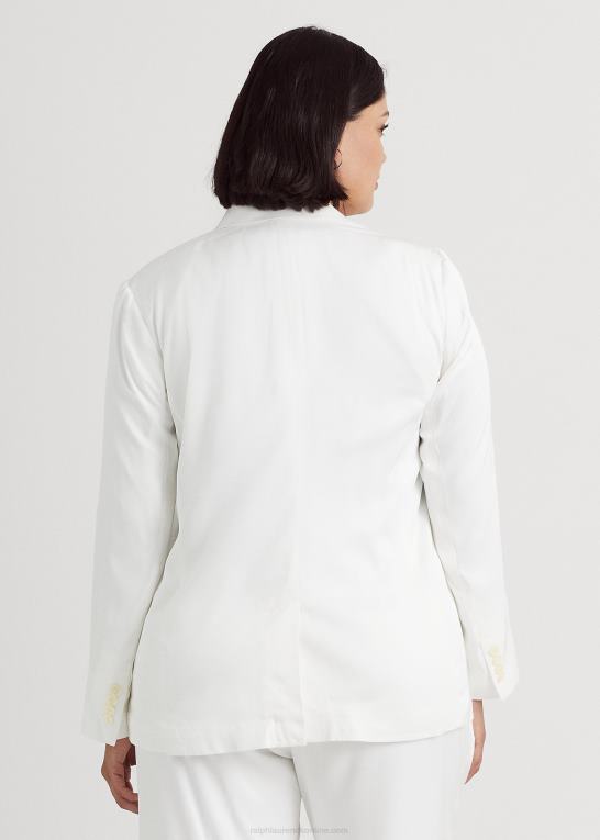 hvid Kvinder Ralph Lauren twill blazer i hørblanding Z426B4545