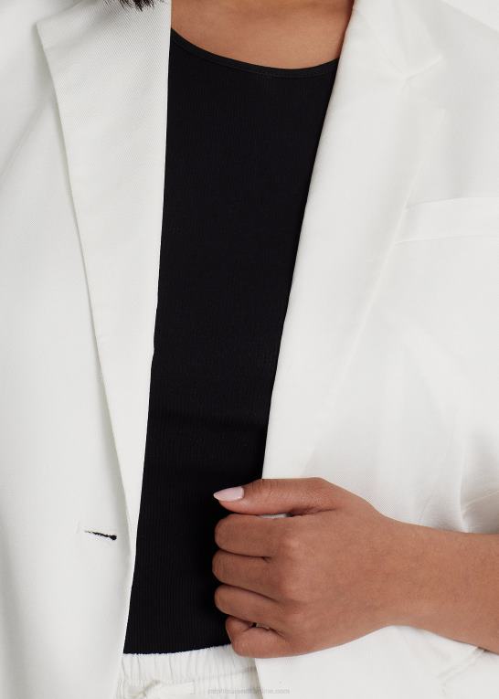 hvid Kvinder Ralph Lauren twill blazer i hørblanding Z426B4545