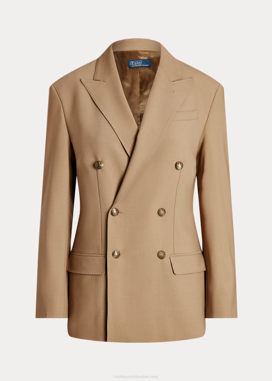 kamel Kvinder Ralph Lauren dobbeltradet blazer i uldblanding Z426B9176