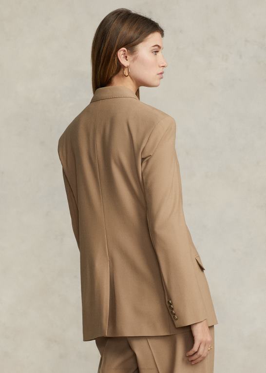 kamel Kvinder Ralph Lauren dobbeltradet blazer i uldblanding Z426B9176