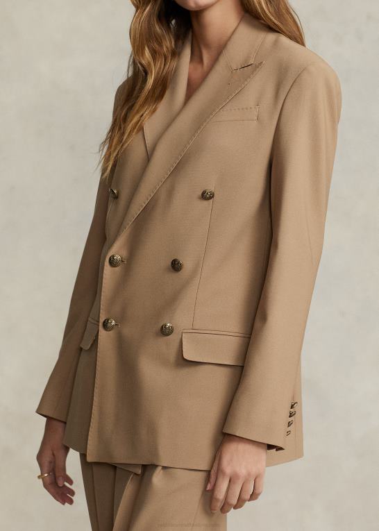 kamel Kvinder Ralph Lauren dobbeltradet blazer i uldblanding Z426B9176