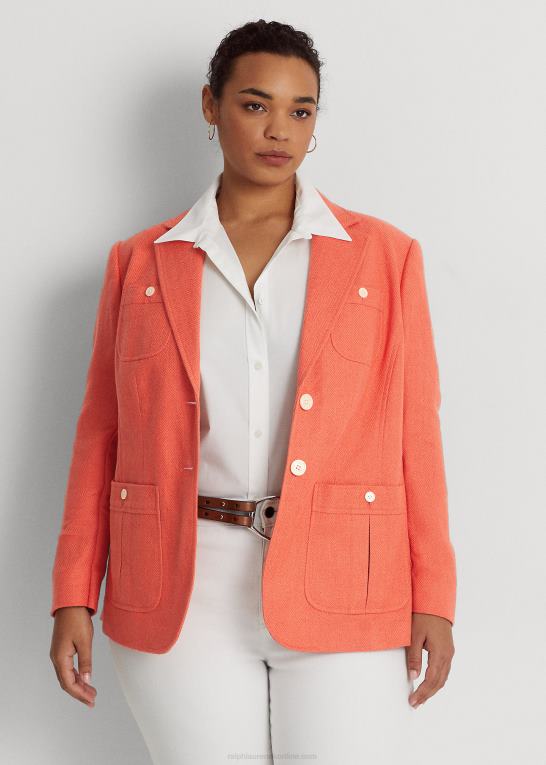 koral Kvinder Ralph Lauren sildebensblazer i hørblanding Z426B4803