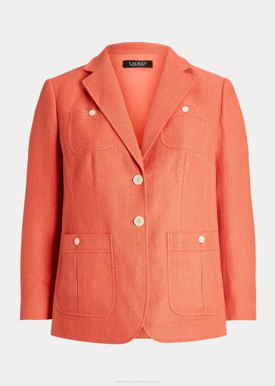 koral Kvinder Ralph Lauren sildebensblazer i hørblanding Z426B4803
