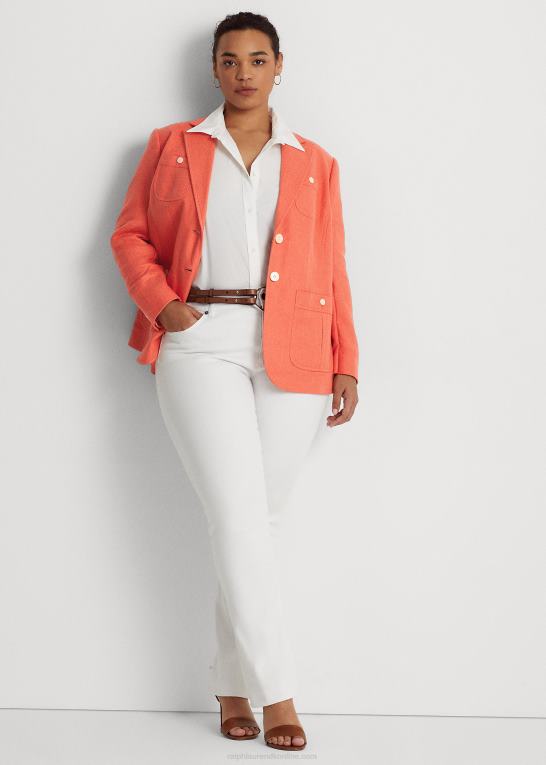 koral Kvinder Ralph Lauren sildebensblazer i hørblanding Z426B4803