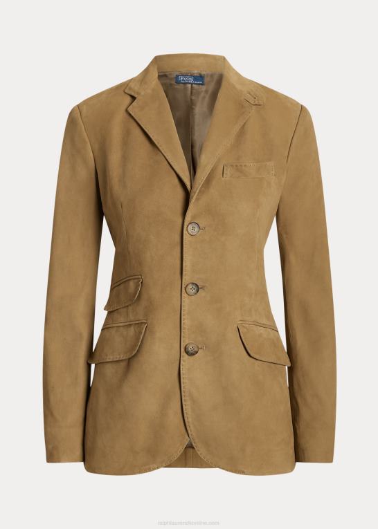 montana kaki Kvinder Ralph Lauren hacking blazer i lammeskind Z426B3223