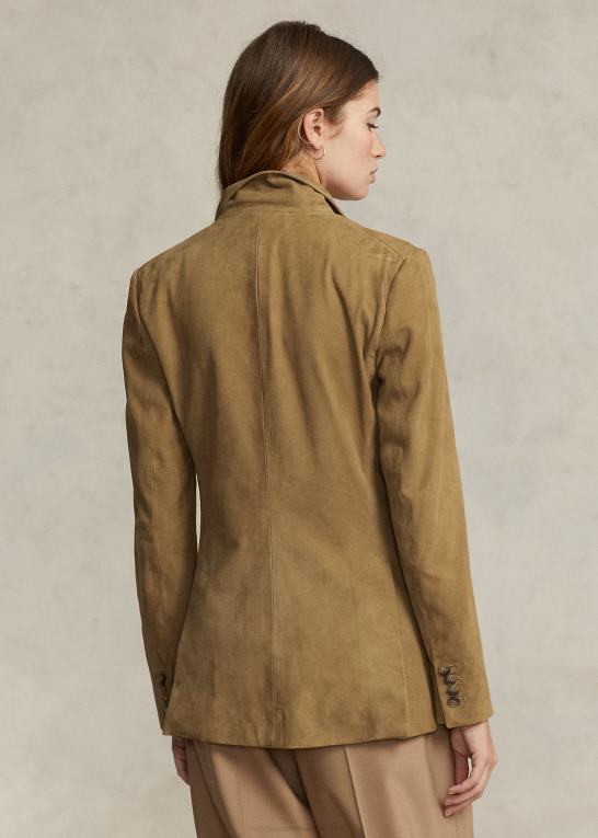 montana kaki Kvinder Ralph Lauren hacking blazer i lammeskind Z426B3223