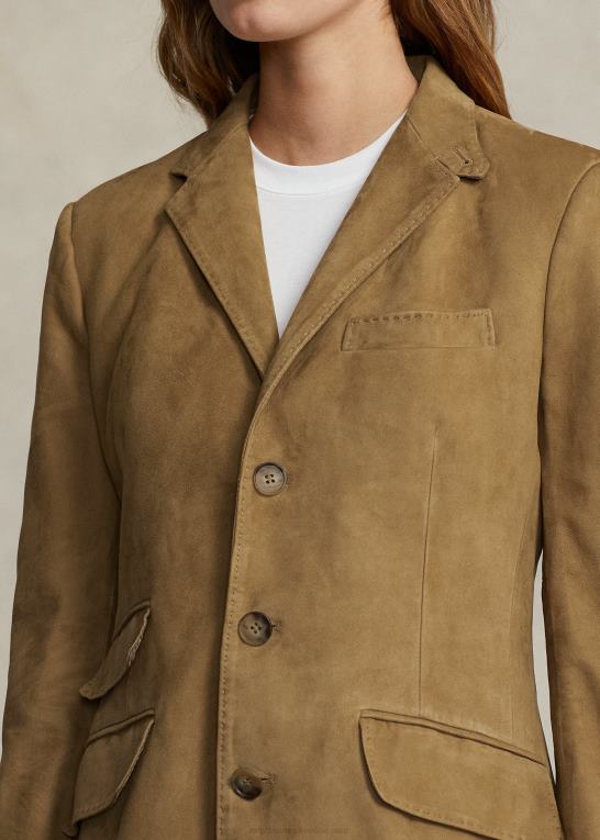 montana kaki Kvinder Ralph Lauren hacking blazer i lammeskind Z426B3223