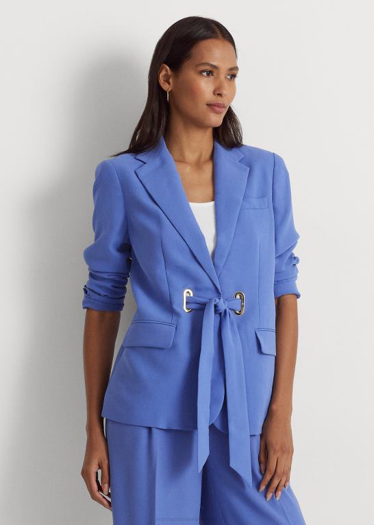 new england blå Kvinder Ralph Lauren georgette blazer med bælte Z426B4889