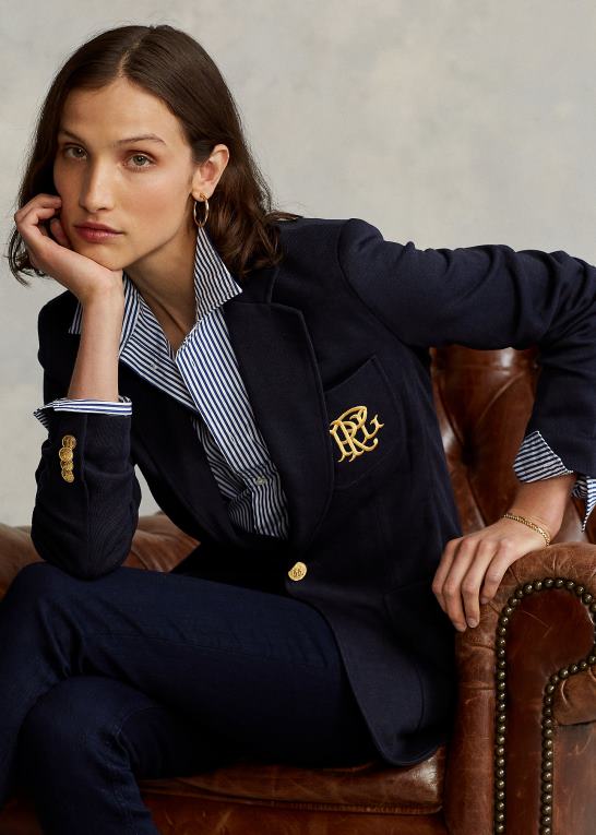 park avenue flåde Kvinder Ralph Lauren dobbeltstrikket jacquard blazer Z426B3354