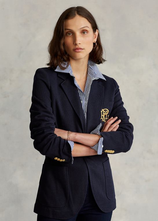 park avenue flåde Kvinder Ralph Lauren dobbeltstrikket jacquard blazer Z426B3354