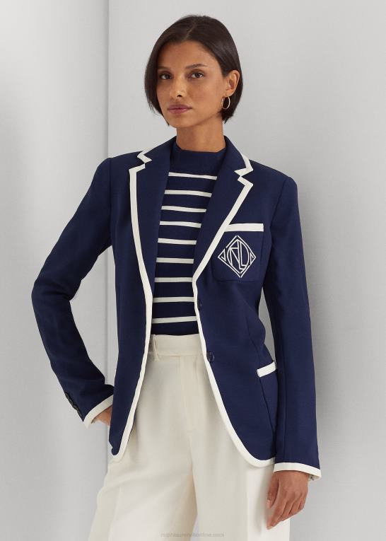 raffineret navy/creme Kvinder Ralph Lauren tofarvet georgette blazer Z426B4007