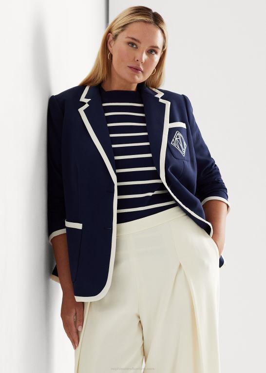 raffineret navy/creme Kvinder Ralph Lauren tofarvet georgette blazer Z426B4690