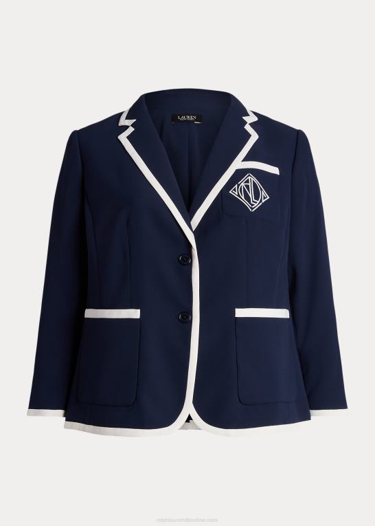raffineret navy/creme Kvinder Ralph Lauren tofarvet georgette blazer Z426B4690