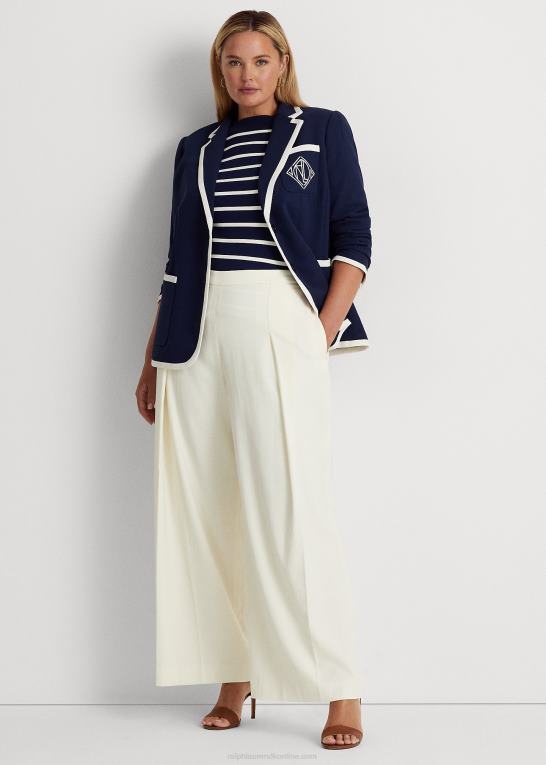 raffineret navy/creme Kvinder Ralph Lauren tofarvet georgette blazer Z426B4690