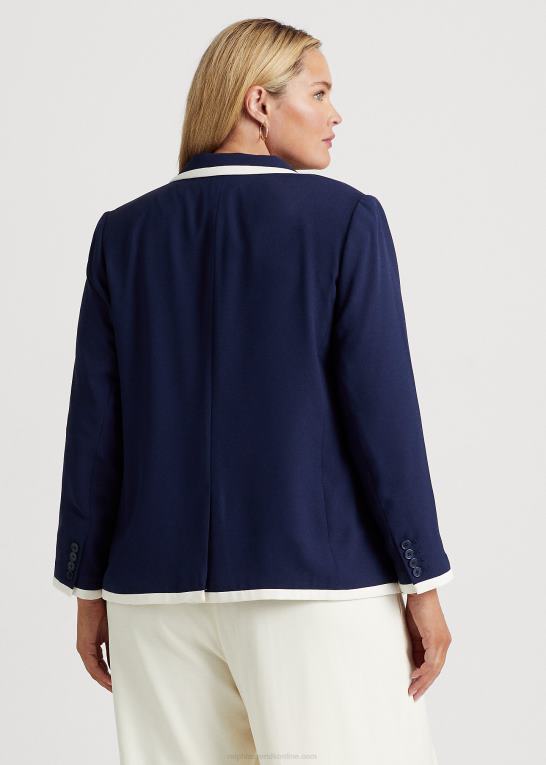 raffineret navy/creme Kvinder Ralph Lauren tofarvet georgette blazer Z426B4690