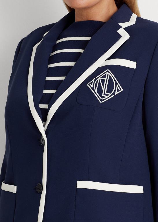 raffineret navy/creme Kvinder Ralph Lauren tofarvet georgette blazer Z426B4690
