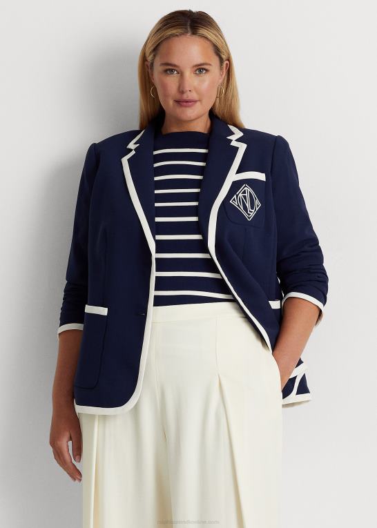 raffineret navy/creme Kvinder Ralph Lauren tofarvet georgette blazer Z426B4690