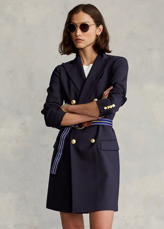 samling flåde Kvinder Ralph Lauren dobbeltradet blazer i uld Z426B4761