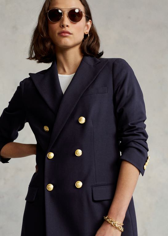 samling flåde Kvinder Ralph Lauren dobbeltradet blazer i uld Z426B4761