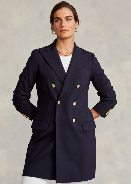 samling flåde Kvinder Ralph Lauren dobbeltradet blazer i uld Z426B4761