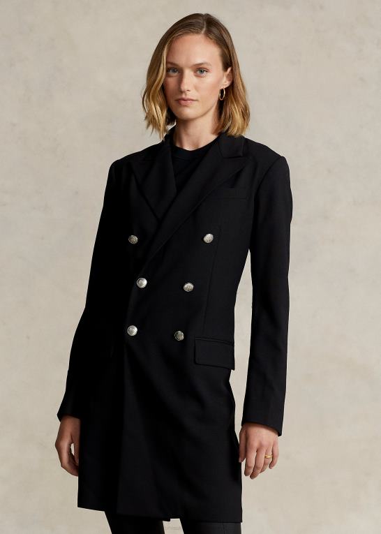 sort Kvinder Ralph Lauren dobbeltradet blazer i uld Z426B4760