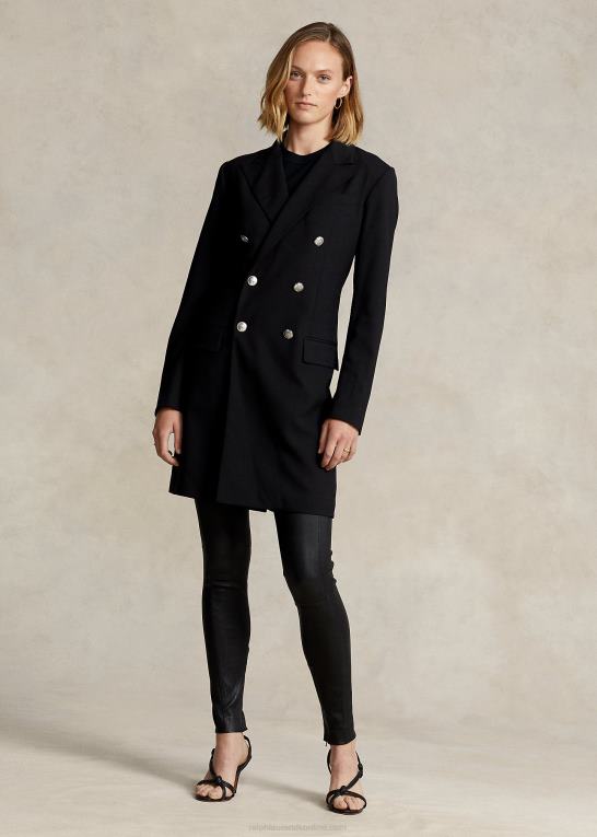 sort Kvinder Ralph Lauren dobbeltradet blazer i uld Z426B4760