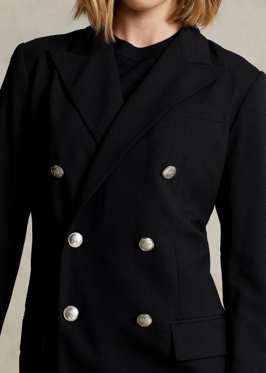 sort Kvinder Ralph Lauren dobbeltradet blazer i uld Z426B4760