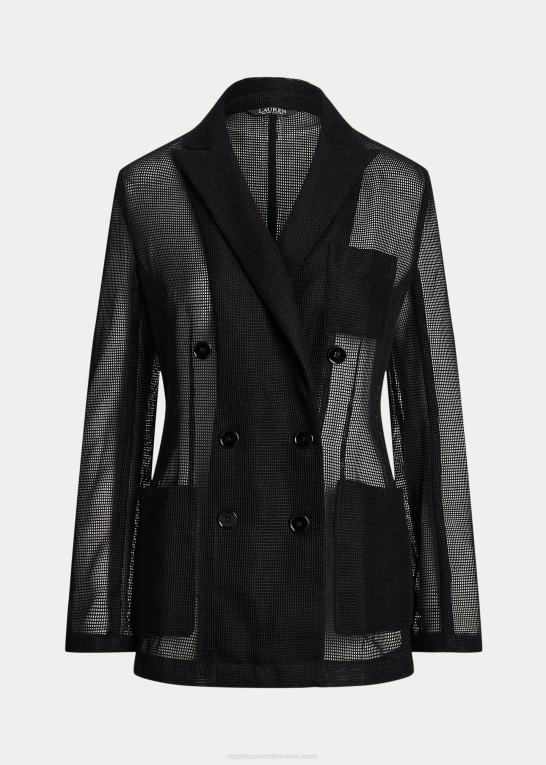 sort Kvinder Ralph Lauren dobbeltradet mesh blazer Z426B4327